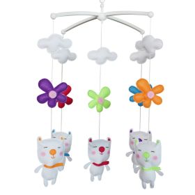 Baby Crib Mobile Animal Musical Crib Mobile Nursery Room Hanging Decor Toy Lovely White Cats