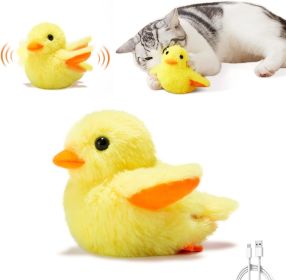 Potaroma Cat Toys Rechargeable Flapping Duck 4" with SilverVine Catnip; Lifelike Quack Chirping; Beating Wings Cat Kicker Toys; Touch Activated Kitten