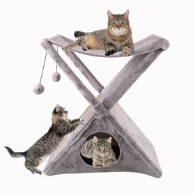 Miguel Fold and Store Cat Tower with Scratching Pad and Hammock