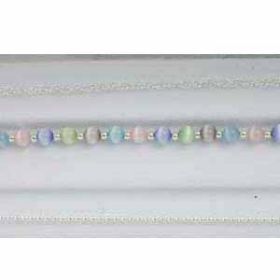 Sterling Silver and Multi Color Cats Eye Bracelet Silver Jewelry Set