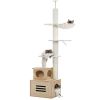 Cat Tree Floor to Ceiling Cat Tower for Indoor Cats, Cat Condo for Indoor Cats Adjustable Height 90.6-110.2"