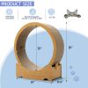 Cat Exercise Wheel, Wood Cat Treadmill with Lock, Silent Casters, Cat Running Wheel for Indoors Kitties, Double-Sided Corrugated Cardboard, Natural