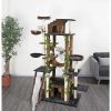 Cat Tree Scratcher 77-Inch 6 Levels for Cats Trees Brown/Black Pet Cats Indoor Toy Cats Supplies