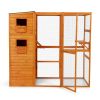 Large Wooden Cat Enclosure with Waterproof Roof and Platforms, Orange