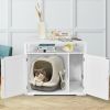 Wooden Cat Litter Box Enclosure Hidden Cat Washroom with Storage Layer