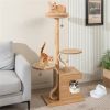 Wooden Cat Tree Cat Tower with Condo and Washable Cushions