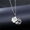 Cat Necklace Women's European And American Stainless Steel Cute Kitten Pendant Clavicle Necklace Accessories