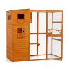 Large Wooden Cat Enclosure with Waterproof Roof and Platforms, Orange