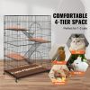 VEVOR Catio, 4-Tier Large Cat Cages Indoor, Detachable Metal Playpen Enclosure with 360° Rotating Casters, with 3 Ladders and a Hammock for 1-3 Cats