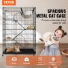 VEVOR Catio, 4-Tier Large Cat Cages Indoor, Detachable Metal Playpen Enclosure with 360° Rotating Casters, with 3 Ladders and a Hammock for 1-3 Cats