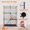 Cat Cage DIY Indoor Pet Home Small Animal House Detachable Playpen with 3 Doors 3 Tiers for Kitten Puppy Bunny Exercise. (Black, 28.15x13.97x42.12in)