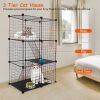 Cat Cage DIY Indoor Pet Home Small Animal House Detachable Playpen with 3 Doors 3 Tiers for Kitten Puppy Bunny Exercise. (Black, 28.15x13.97x42.12in)