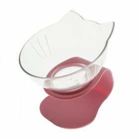 Cat Double Bowl Cat Food Bowl Protects Cervical Vertebra (Option: Single clear pink)