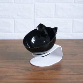 Cat Double Bowl Cat Food Bowl Protects Cervical Vertebra (Option: Single black)