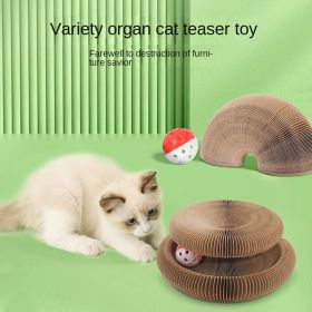 Magnetic Velcro Organ Cat Scratch Board Corrugated Paper Cat Toys Pet Toys (Color: Magnetic (dark wood grain))