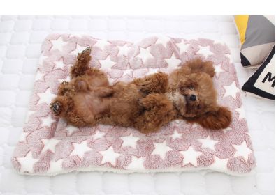 Cat dog sleeping mat warm thickened Sleeping pad blanket;  dog house warm mattress pet cushion (colour: White Star with Bean Paste, size: No.4 61 * 41cm)