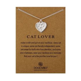 Fashion Jewelry Chain Cat footprints animal love Necklace For Women Style 061 (Color: Silver)