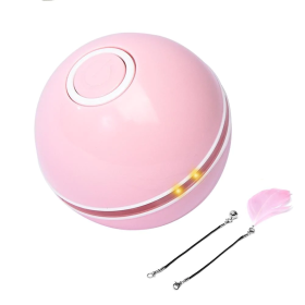 Pet cat toy LED light funny cat ball USB charging intelligent funny cat toy electric rolling ball called ball (Color: New pink+with accessories)