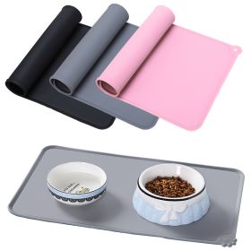 Silicone Dog Cat Bowl Mat Non-Stick Pet Fountain Tray Waterproof Food Pad Puppy Dogs Feeding Drinking Mat Easy Washing Placemat (Color: pink)