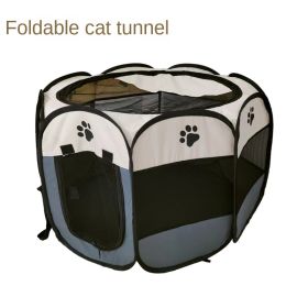 Oxford cloth folding pet tent cat kennel dog kennel cat delivery room indoor pet fence octagonal pet fence (Color: Rice pink (pink bottom), size: 74*74*43)