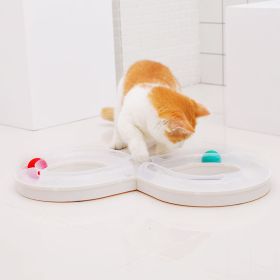 Toy cat turntable teasing cat set tunnel teasing cat stick pet supplies (Color: White)