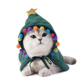 Christmas Cat's cloak; cat decorations; cat costume cat clothing Christmas Halloween Cat's cape (Color: Green, size: S)