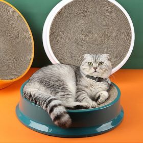 Compass Round Cat Scratching Board Kitten Claws Grinding Corrugated Scratcher Scratch-Resistant Cat Litter Pet (Color: Green, size: diameter 43cm)