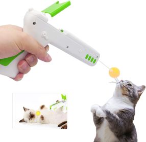 Teaser Cat Gun, Interactive Cats Toy, Cat Funny Gun Toy with Feather Wand and Cat Ball Toy, Kitten Exercise & Entertainment Indoor Cats Nip IQ Toys (Color: Green)