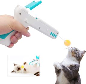 Teaser Cat Gun, Interactive Cats Toy, Cat Funny Gun Toy with Feather Wand and Cat Ball Toy, Kitten Exercise & Entertainment Indoor Cats Nip IQ Toys (Color: Blue)