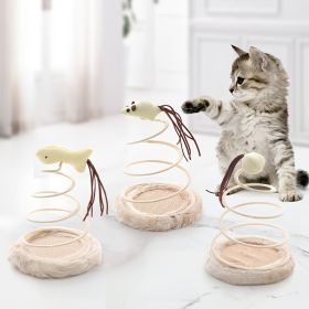 Pet Plush Toy For Indoor Cats; Cat Plush Toy With Spiral Spring Plate And Funny Ball; Cat Teaser Toy (Style: Small Fish)