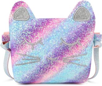 mibasies Kids Cat Purse for Little Girls Toddlers Wallet Crossbody Bag (Color: Blue Pink Purple)