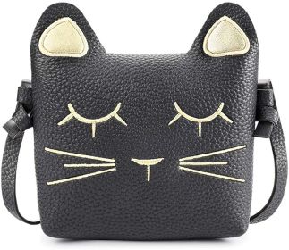 mibasies Kids Cat Purse for Little Girls Toddlers Wallet Crossbody Bag (Color: Black)