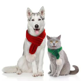 Pet knit Christmas scarf Creative teddy scarf cat dog pet supplies pet clothing dog scarf; cat scarf (colour: green, size: S)