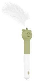 Pet Life 'KITIQUE" 3-in-1 Retractable and Extendable Feathered and Laser Wand Kitty Cat Teaser (Color: Green)