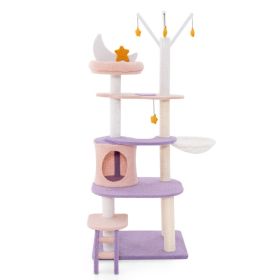 Multi-level Cat Tower with Sisal Covered Scratching Posts (size: M)