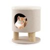 Cat Stool Bed with Scratching Posts and Plush Ball Toy