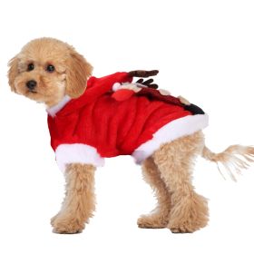 Pet Christmas Clothes Santa Claus Reindeer Antlers Costume Winter Outfit New Year Coat (size: XL)