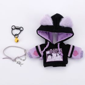 OB11 Clothes Cat Hooded Sweater Coat Shoes for Obitsu11, Molly Doll Apparel, GSC, YMY Body, 1/12bjd Doll Clothes Accessories (Color: black purple)