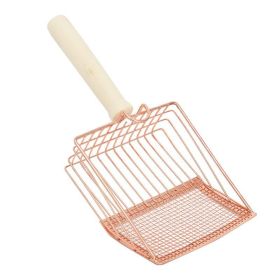 Cat metal litter scoops filter small feces Litter filters Oversized dog litter scoops can cope with different sizes of feces small and large holes The (Color: Rose Gold)