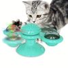 New Windmill Cat Toys Cute Rotating Interactive Cat Toy - Indoor Windmill Cat Toy With Suction Cup Catnip & Jagged Teeth Middle Ball