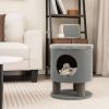 Cat Stool Bed with Scratching Posts and Plush Ball Toy