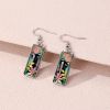 Cat Pattern Rectangle Drop Hook Earrings Cute Jewelry Kitten Animal Party Holiday Decor For Women Girls Gift 1Pair