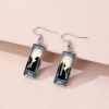 Cat Pattern Rectangle Drop Hook Earrings Cute Jewelry Kitten Animal Party Holiday Decor For Women Girls Gift 1Pair