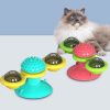 Cat Turntable Toy, Multifunction Catnip Rotating Windmill Toys with Strong Suction Cup, Interactive Play Self Groomer Massage Toy